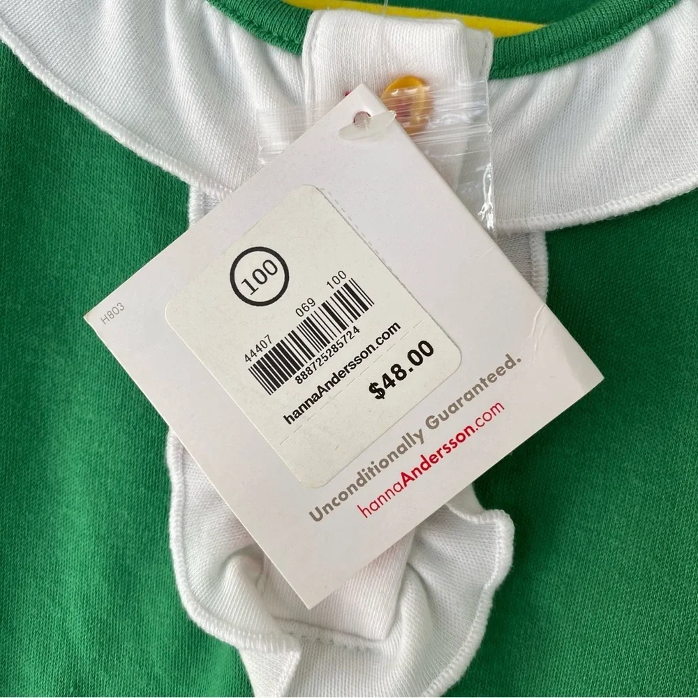 Hanna Andersson Misa Nick Holiday Pajama Dress Girls Sz 100 US 4 Green White Elf